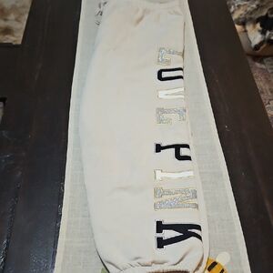 PINK Victoria's Secret Sweatpants - Cream with Black and Gold Accents